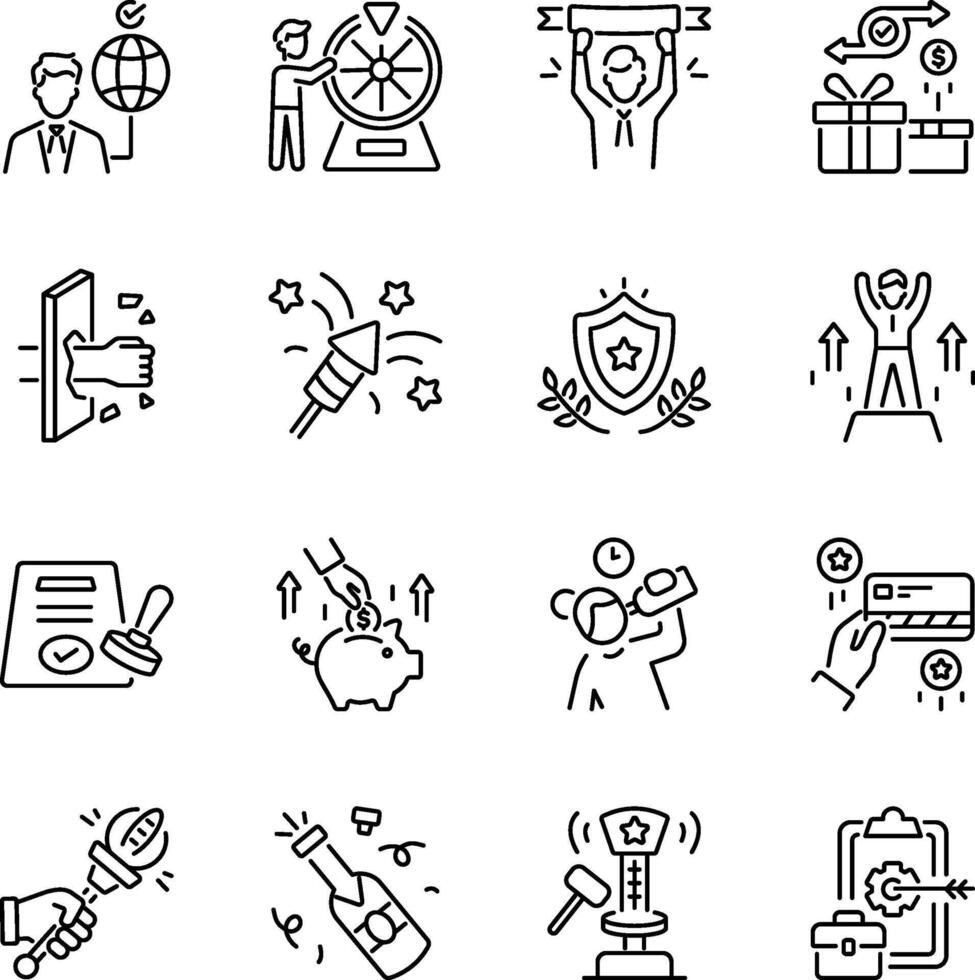 Set of Self Empowerment Linear Style Icons vector