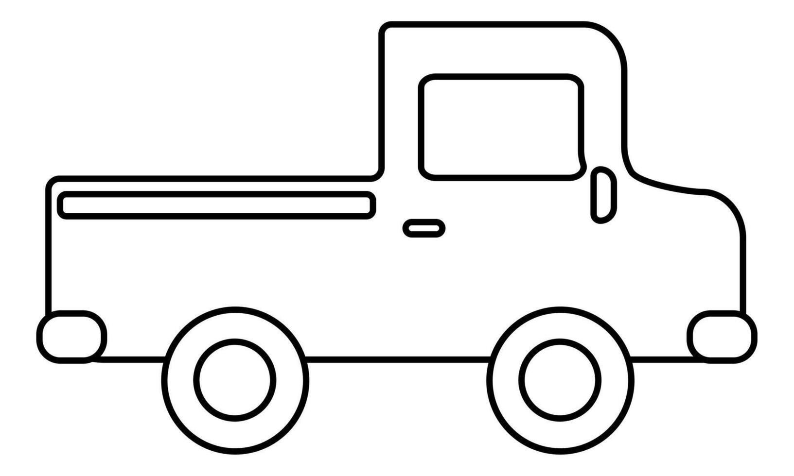Doodle coloring page with a vehicle, pickup truck for kids creativity and activity vector