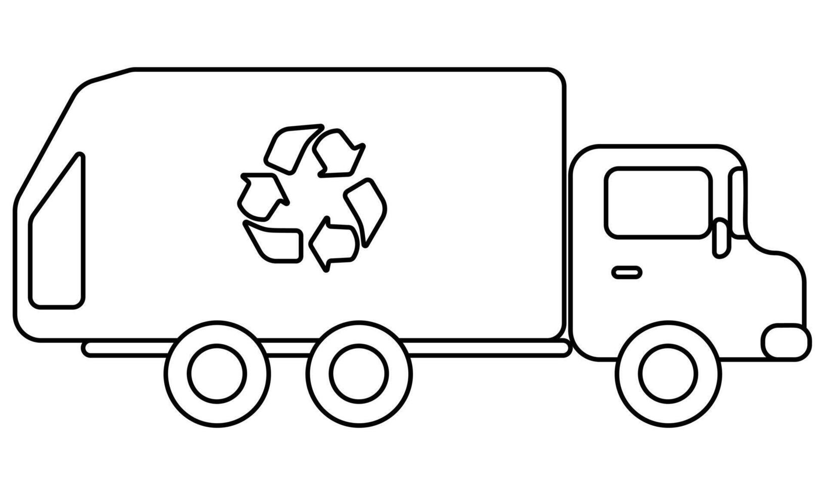 Outline garbage truck is a special transport for kids creativity and activity, Doodle coloring page with a vehicle vector