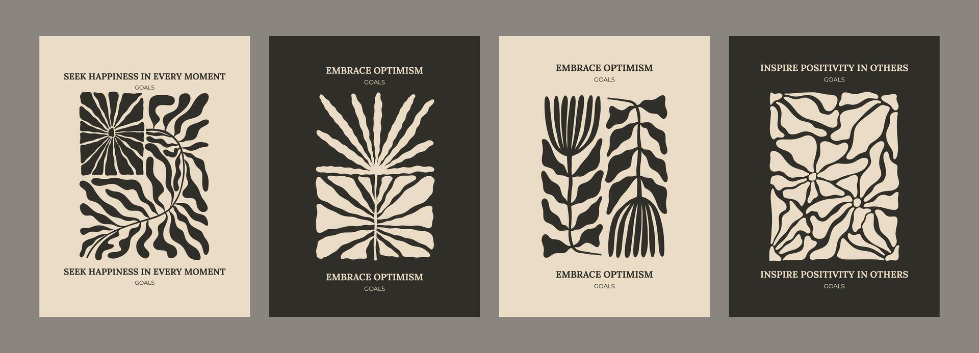 Trendy aesthetic posters with abstract groovy floral shape with flowers and leaves. Simple irregular wild plants. Black and White Naive funky prints for wall art. Boho summer illustrations vector