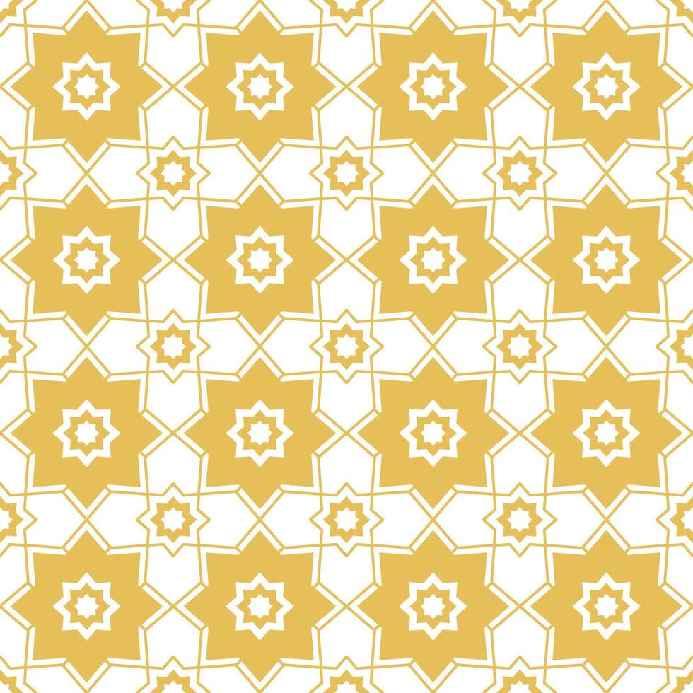 Arabic geometric mosaic printable seamless pattern with abstract Moroccan print in blue and orange colors. Ramadan Kareem Traditional Islamic art Illustration background vector