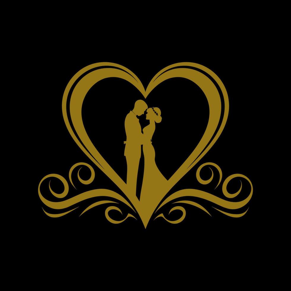 The silhouette of a man and woman in a heart shape vector