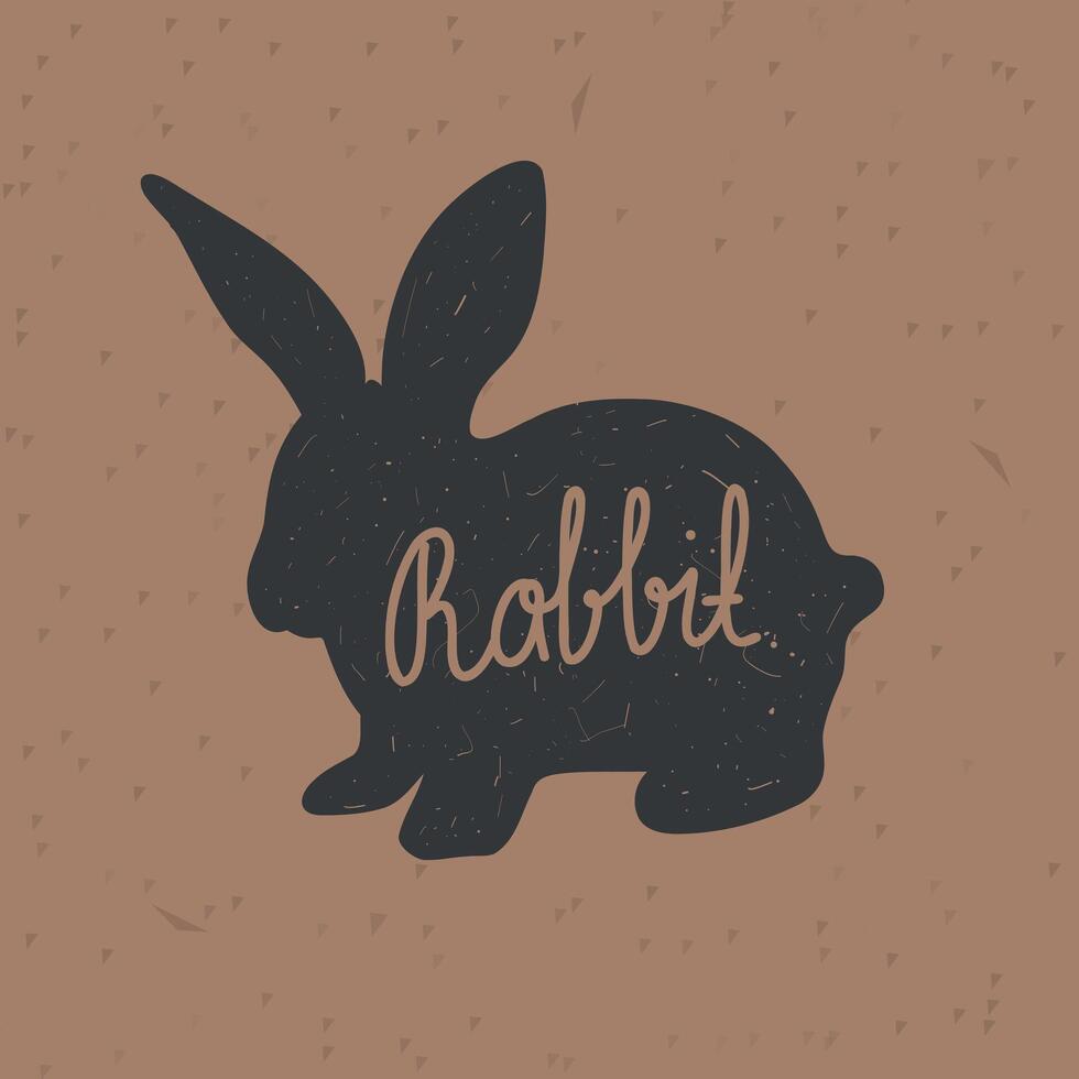 Rabbit silhouette. Retro animal farm poster for a butchery meat shop vector