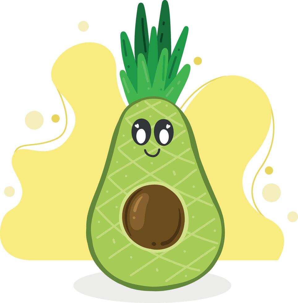 Funny avocado, avocado exercise. Summer funny avocado like pineapple. Avocado exercise illustration for background, wallpaper, and fabric. illustration vector
