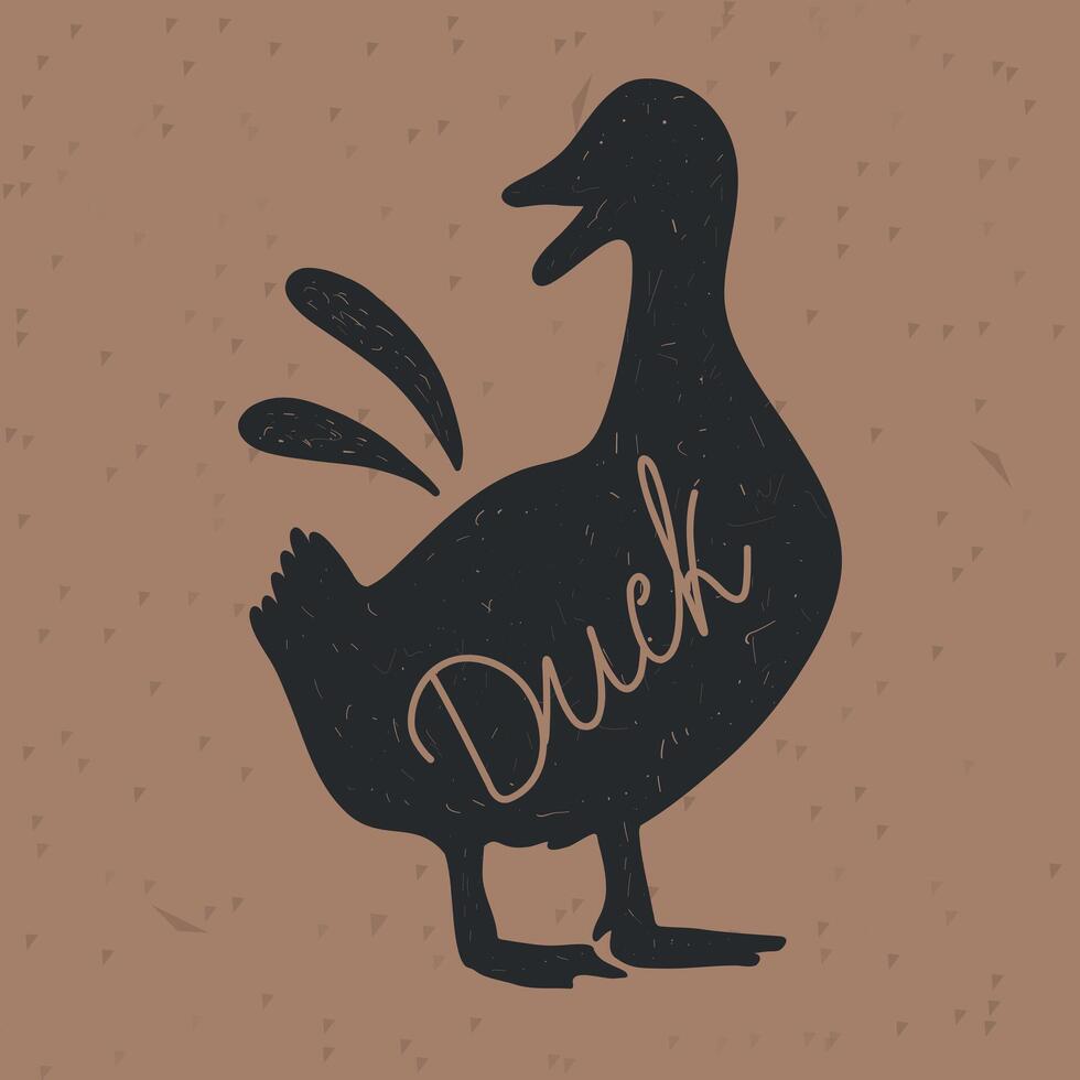 Duck silhouette. Retro animal farm poster for a butchery meat shop vector