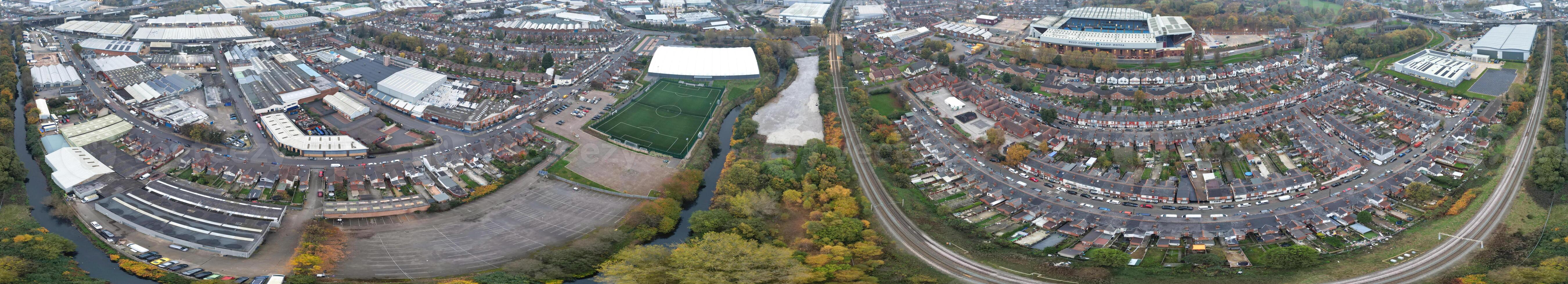 Panoramic Birmingham Perry Barr Central City. It is a major city in England, West Midlands Region of United Kingdom. Drone's Camera Footage During Mostly Cloudy Early Morning on November 4th, 2024 photo