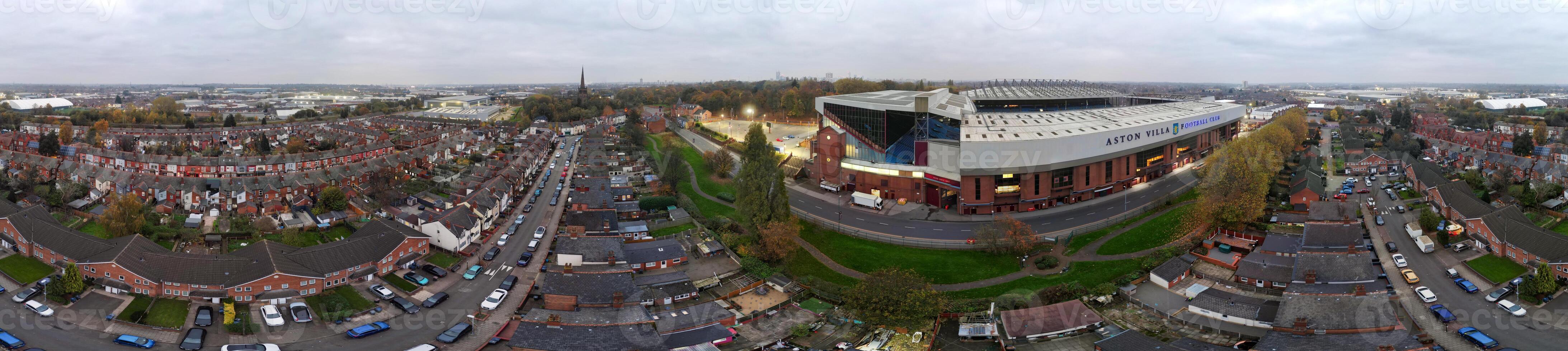 Panoramic Birmingham Perry Barr Central City. It is a major city in England, West Midlands Region of United Kingdom. Drone's Camera Footage During Mostly Cloudy Early Morning on November 4th, 2024 photo