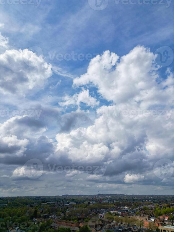 High Angle View of Buildings at Downtown Central Northampton City of East Midlands Region of England Great Britain. Aerial Footage Was Captured with Drone's Camera on April 26th, 2024 photo