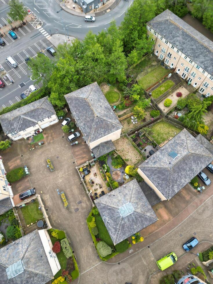 High Angle View of Buildings at Downtown Central Northampton City of East Midlands Region of England Great Britain. Aerial Footage Was Captured with Drone's Camera on April 26th, 2024 photo