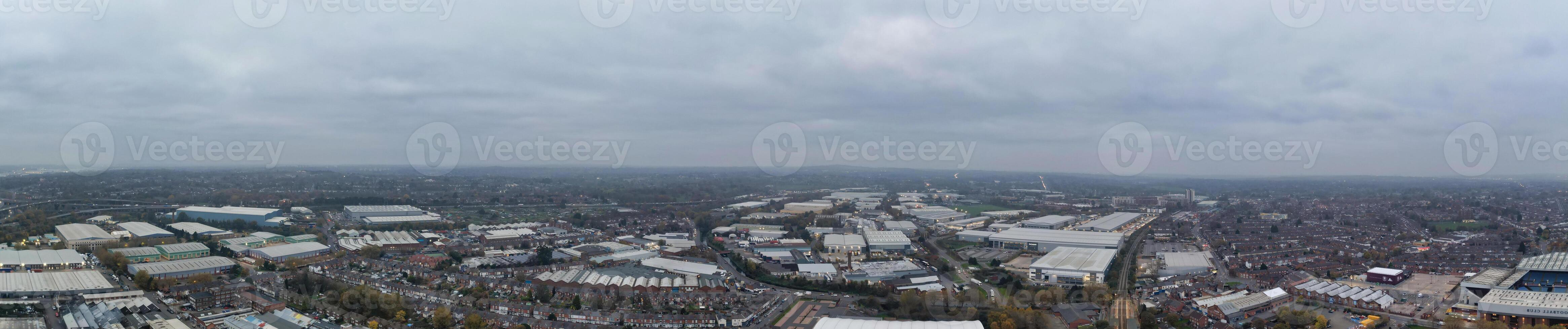 Panoramic Birmingham Perry Barr Central City. It is a major city in England, West Midlands Region of United Kingdom. Drone's Camera Footage During Mostly Cloudy Early Morning on November 4th, 2024 photo