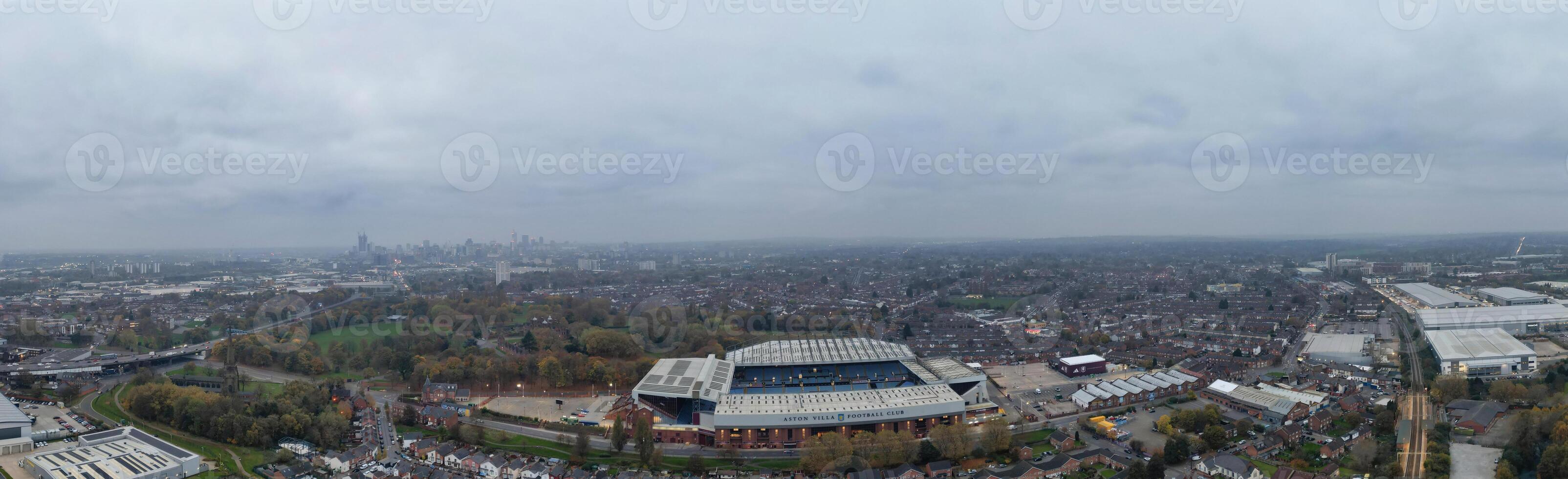 Panoramic Birmingham Perry Barr Central City. It is a major city in England, West Midlands Region of United Kingdom. Drone's Camera Footage During Mostly Cloudy Early Morning on November 4th, 2024 photo