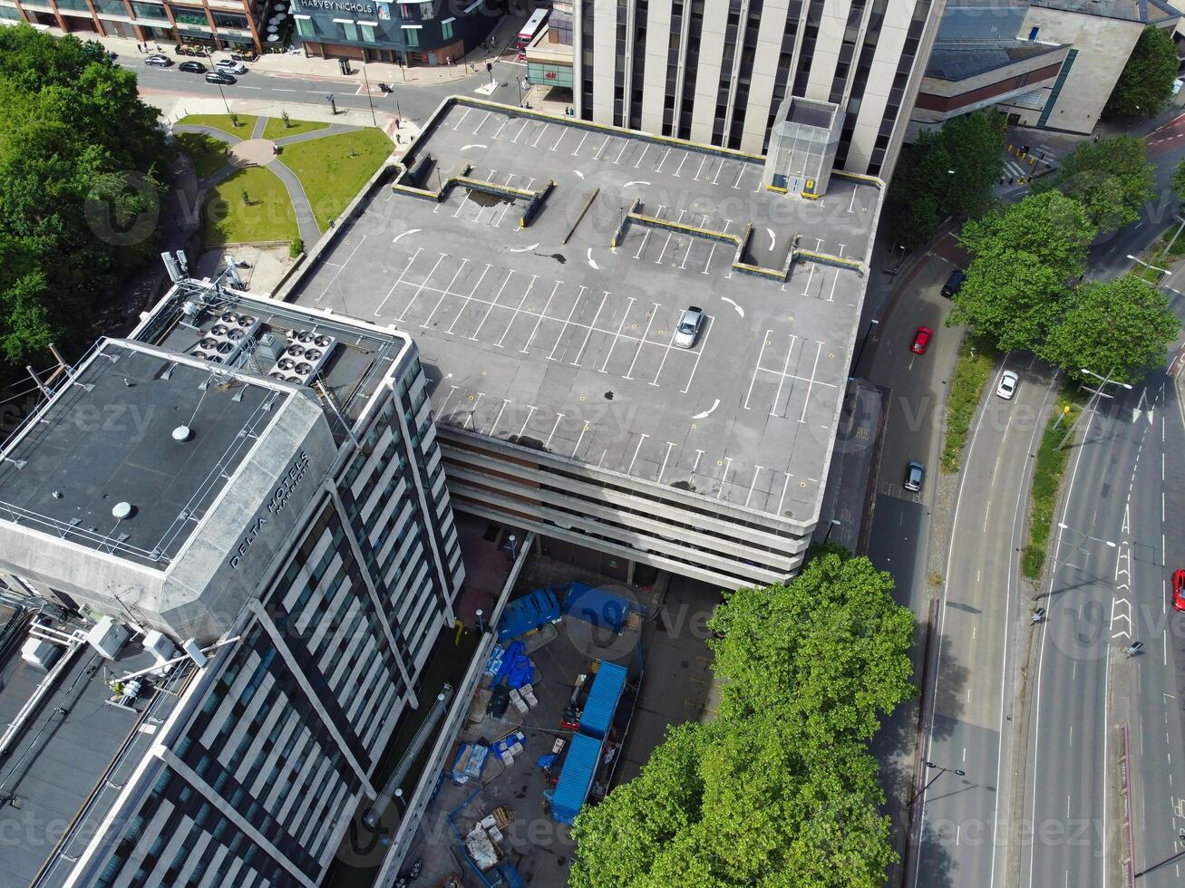 Aerial View of Buildings at Central Bristol City of Southwest of England, United Kingdom. The High Angle Footage Was Captured with Drone's Camera from High Altitude on May 27th, 2024. photo