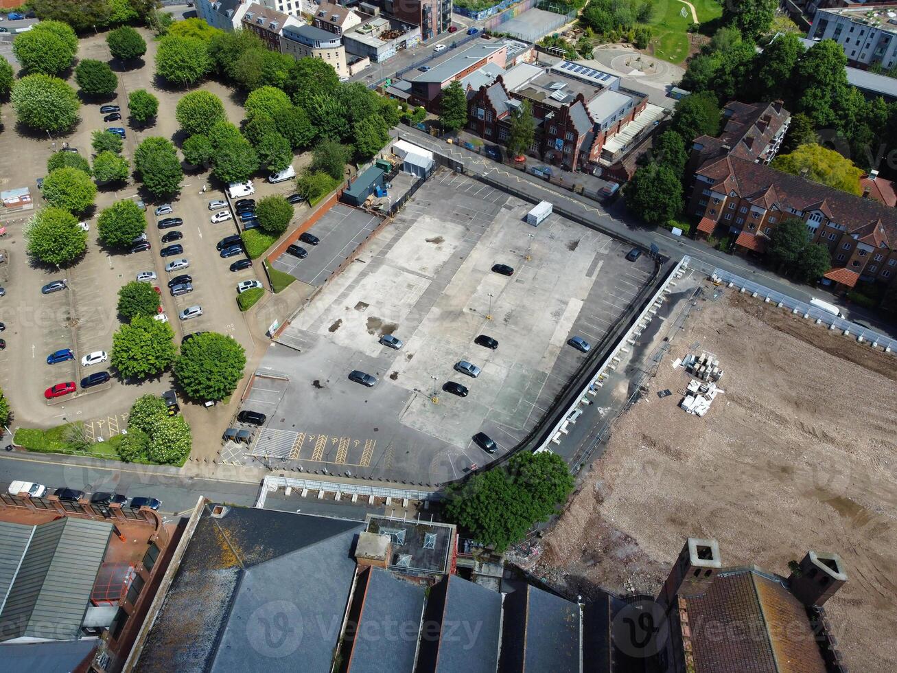 Aerial View of Buildings at Central Bristol City of Southwest of England, United Kingdom. The High Angle Footage Was Captured with Drone's Camera from High Altitude on May 27th, 2024. photo