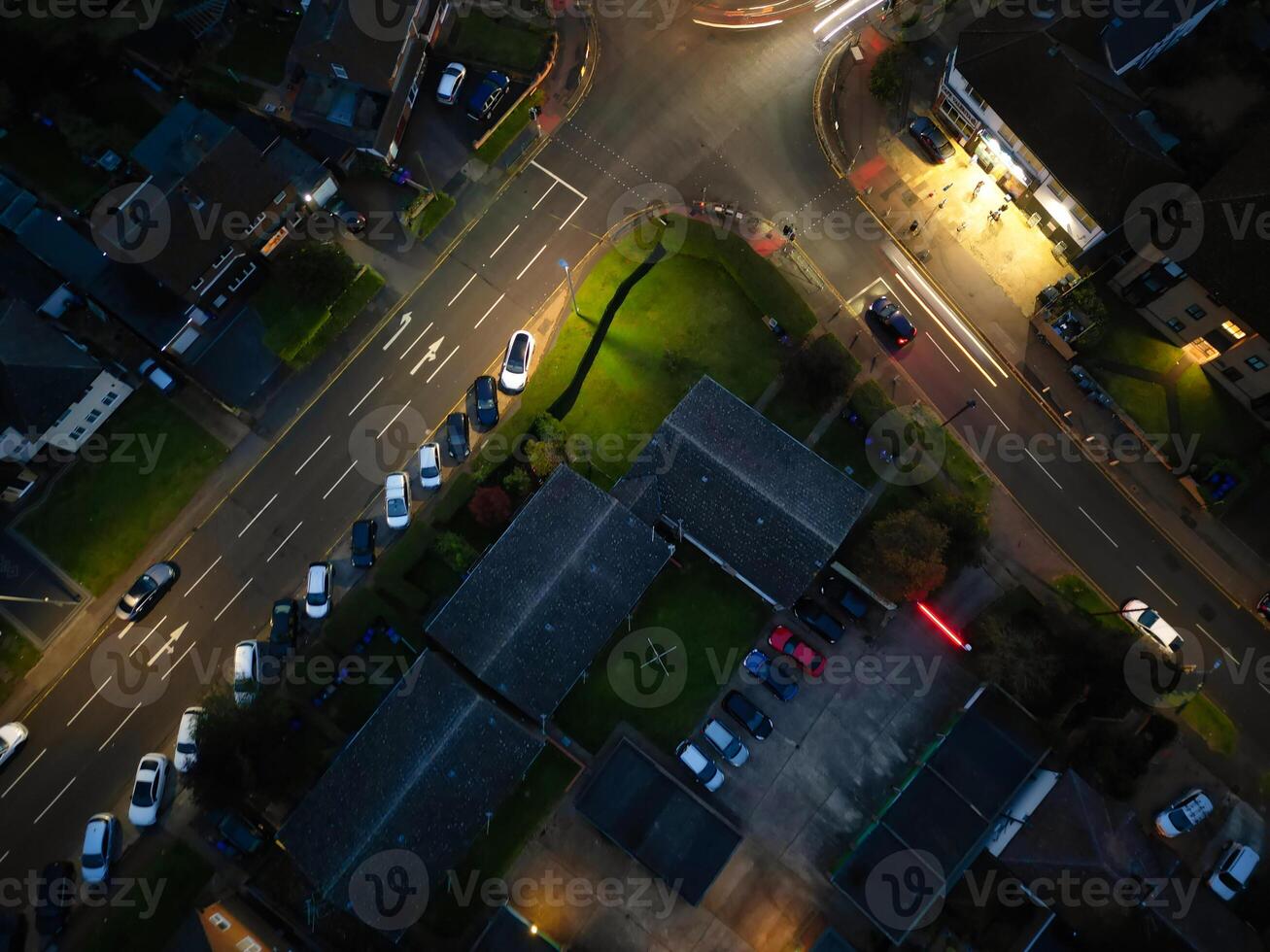 Aerial View of Illuminated Hitchin City of England at Just After Sunset. October 28th, 2023 photo