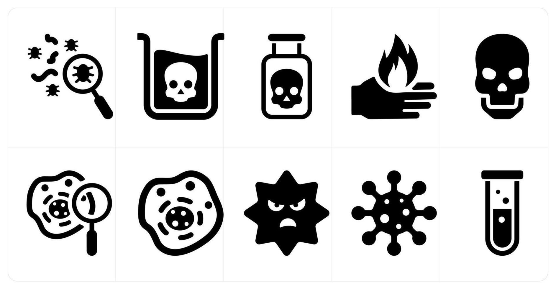 A set of 10 medical icons as search infection, danger, poison vector