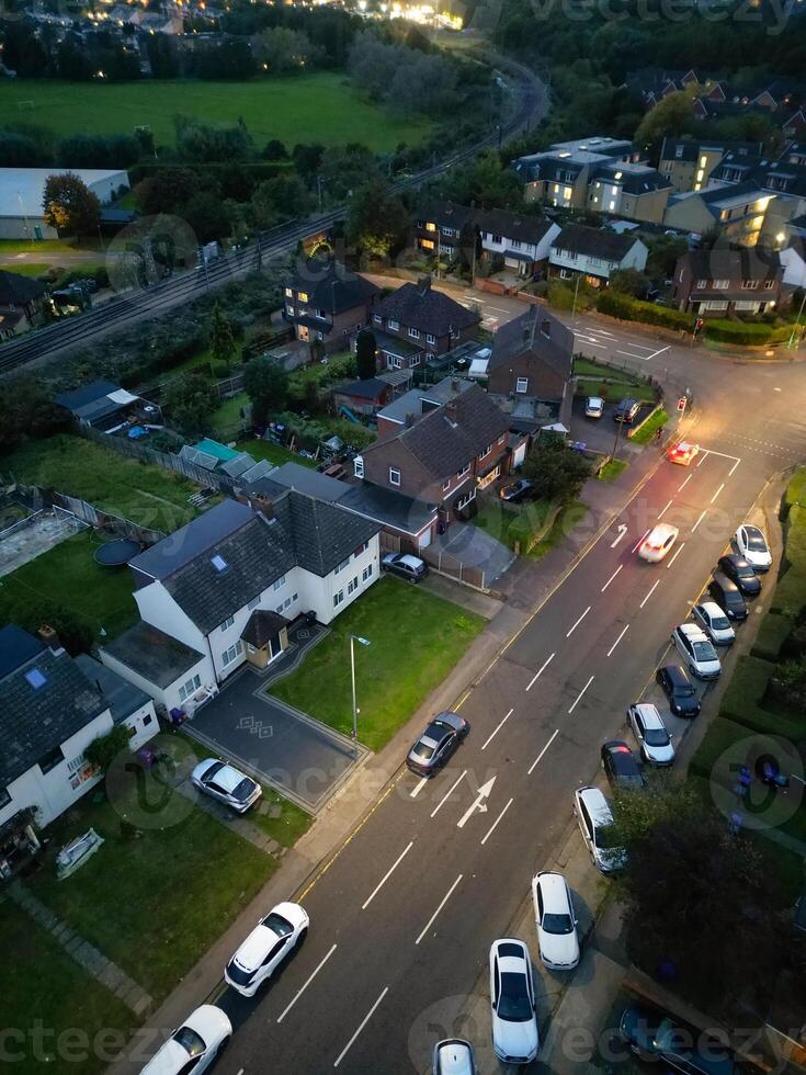 Aerial View of Illuminated Hitchin City of England at Just After Sunset. October 28th, 2023 photo