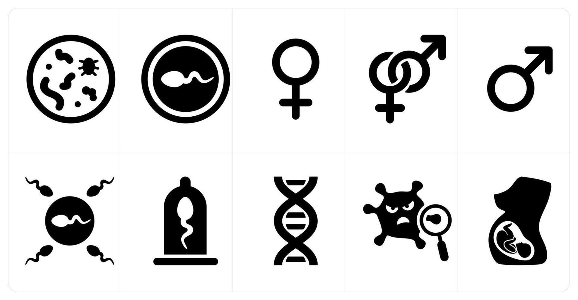 A set of 10 medical icons as bacteria, sperm, female symbol vector