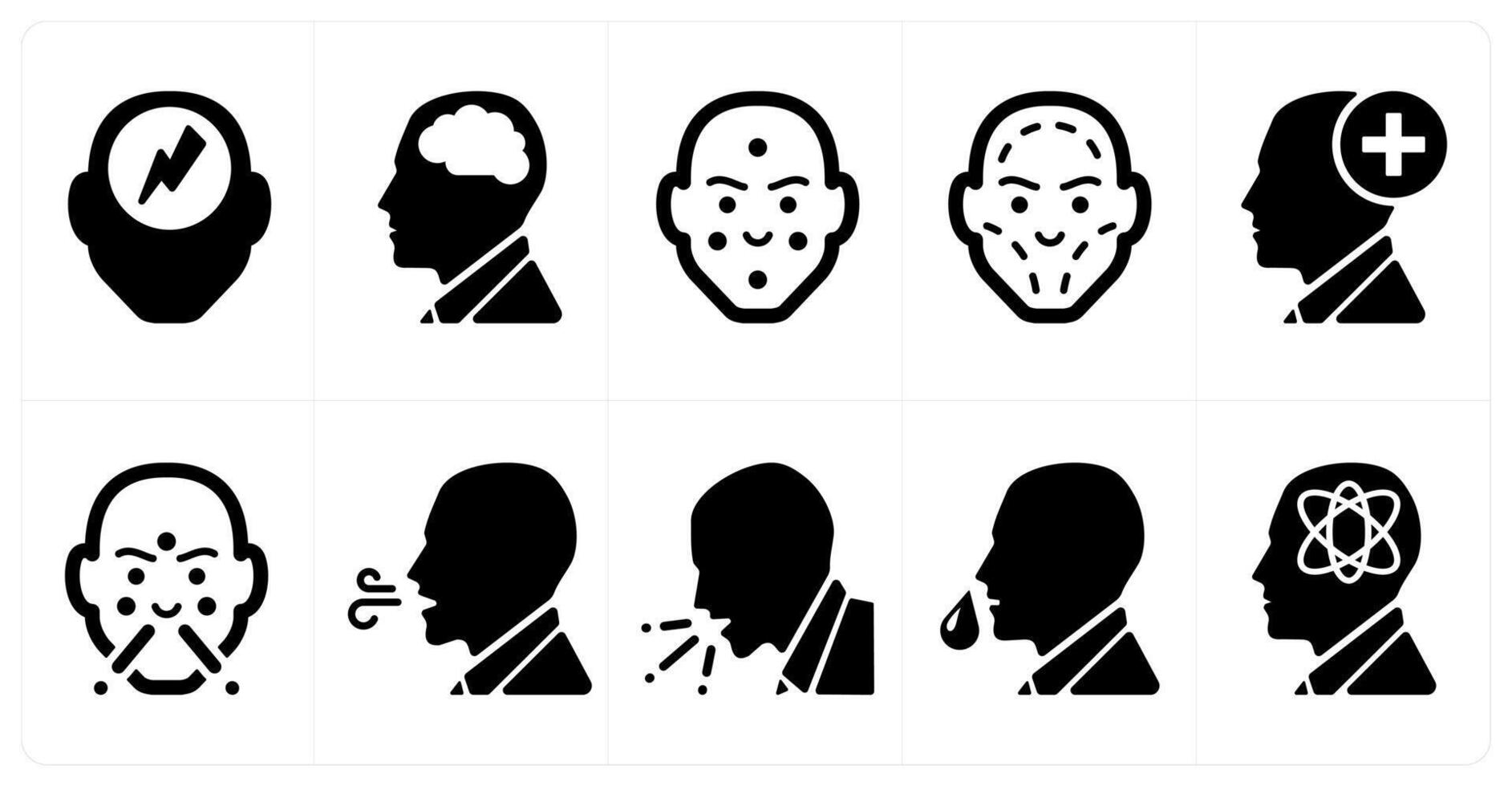 A set of 10 medical icons as headache, neurology, dermatology vector