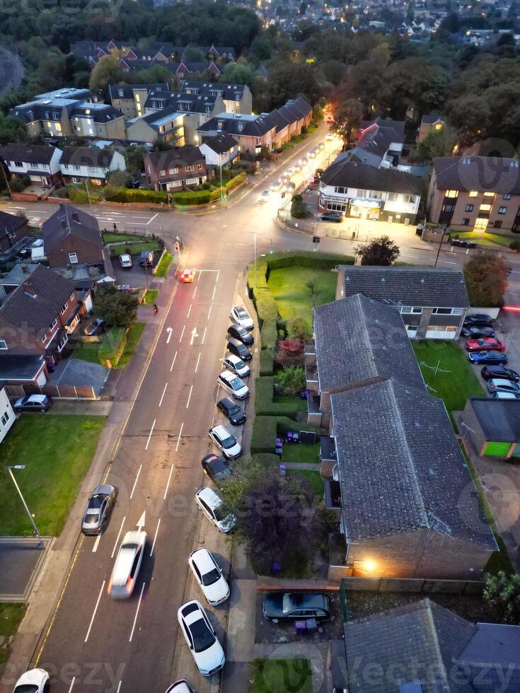 Aerial View of Illuminated Hitchin City of England at Just After Sunset. October 28th, 2023 photo