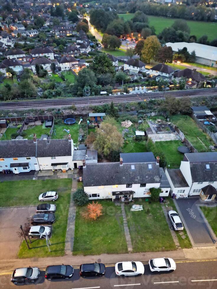 Aerial View of Illuminated Hitchin City of England at Just After Sunset. October 28th, 2023 photo