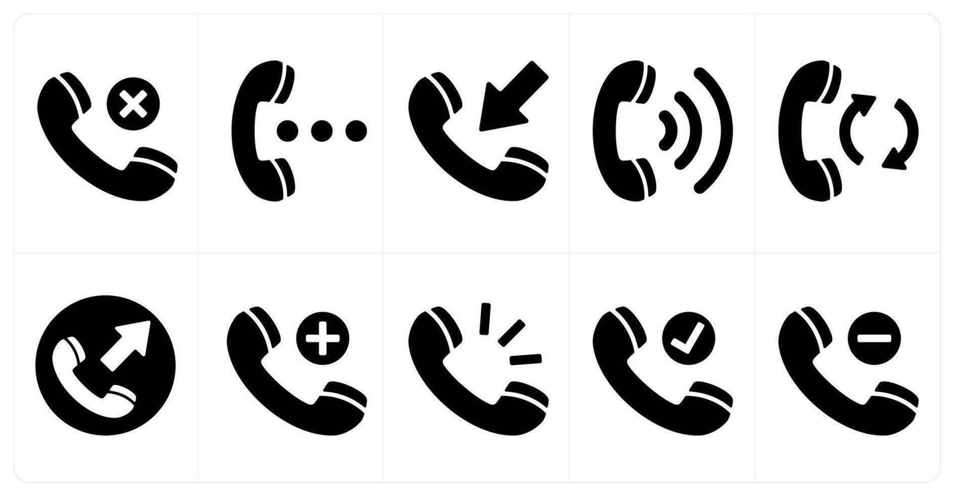 A set of 10 mix icons as wrong call, speaker, receive call vector