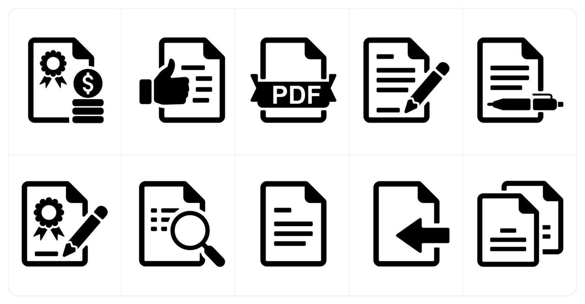 A set of 10 mix icons as certified money, agreement, pdf file vector