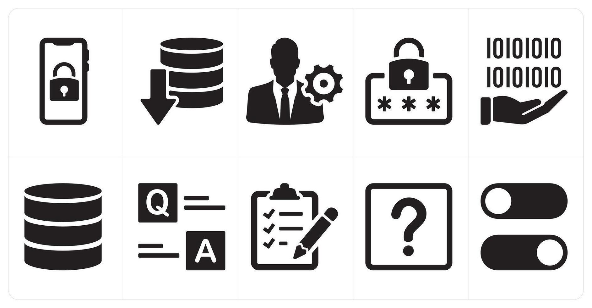 A set of 10 mix icons as download drive data, programming, text document vector