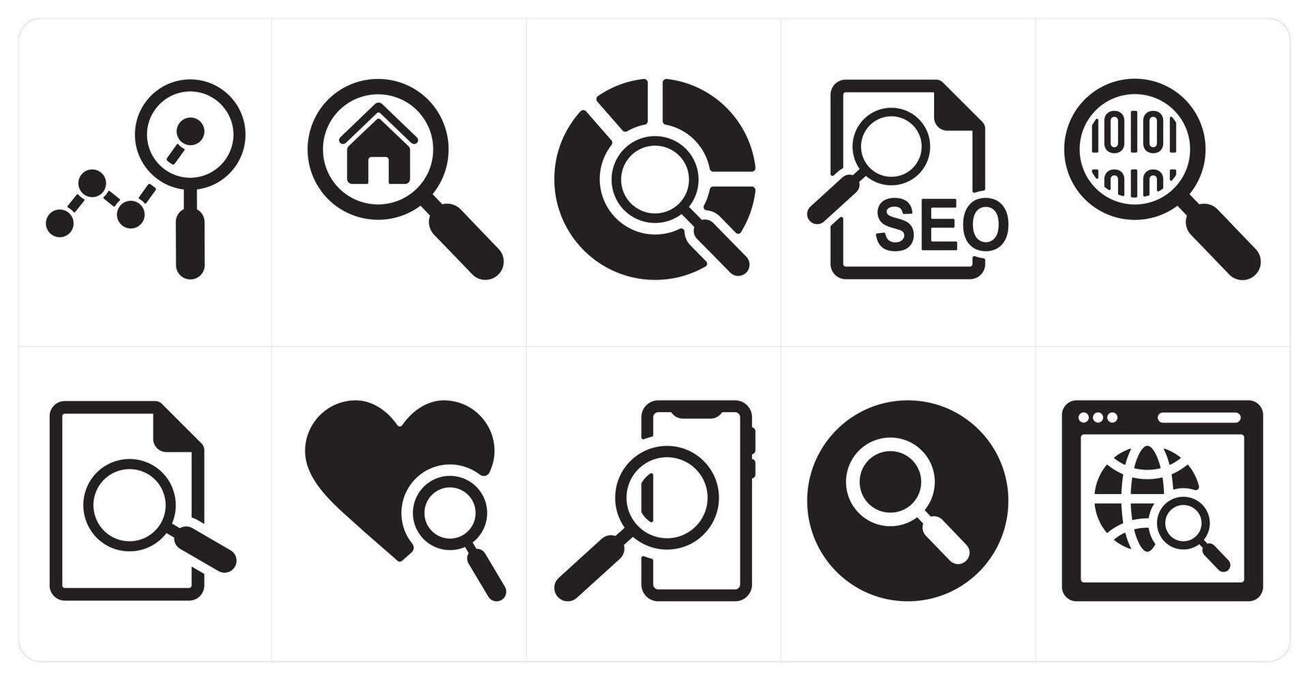 A set of 10 mix icons as analytics, home search, data search vector