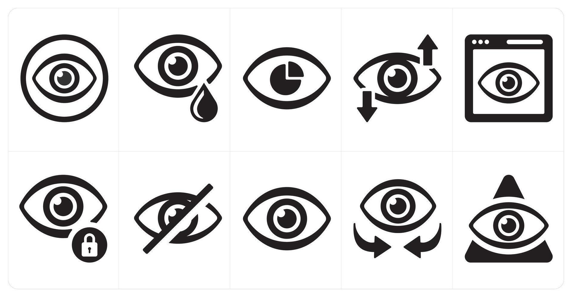 A set of 10 mix icons as vision, tears, performance vision vector