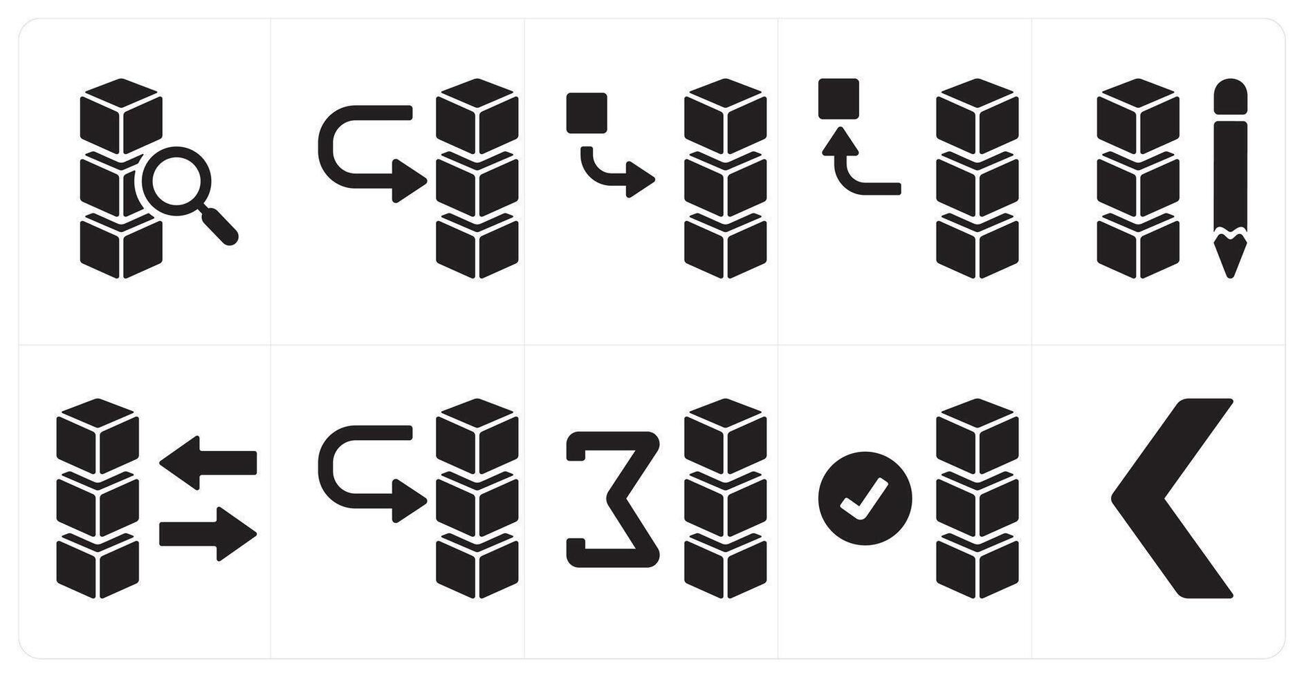 A set of 10 mix icons as search drive, move drive data, add stack vector