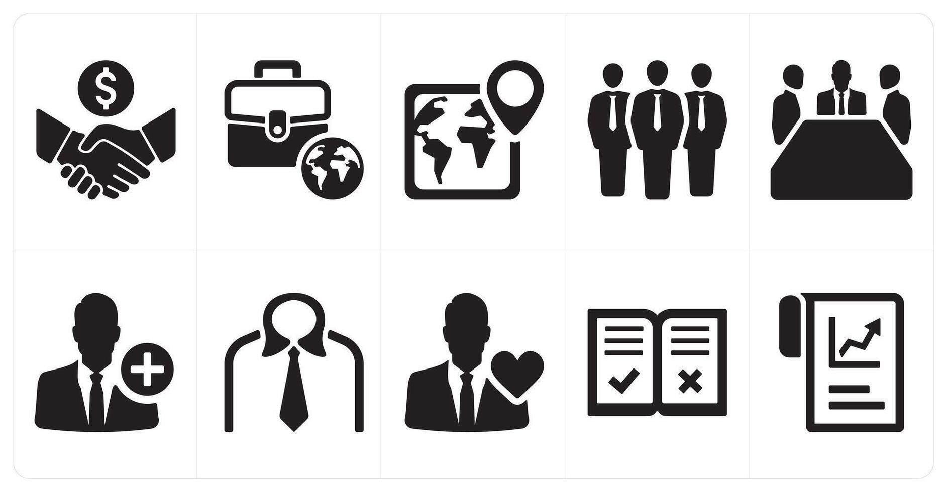A set of 10 mix icons as partnership, global business, global location vector