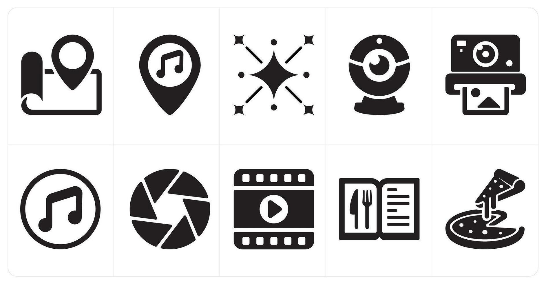 A set of 10 mix icons as location, bar location, blast vector