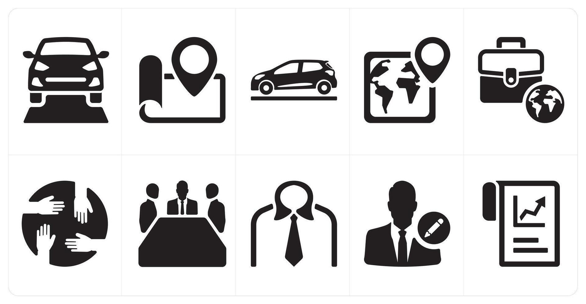 A set of 10 mix icons as car path, location, road vector