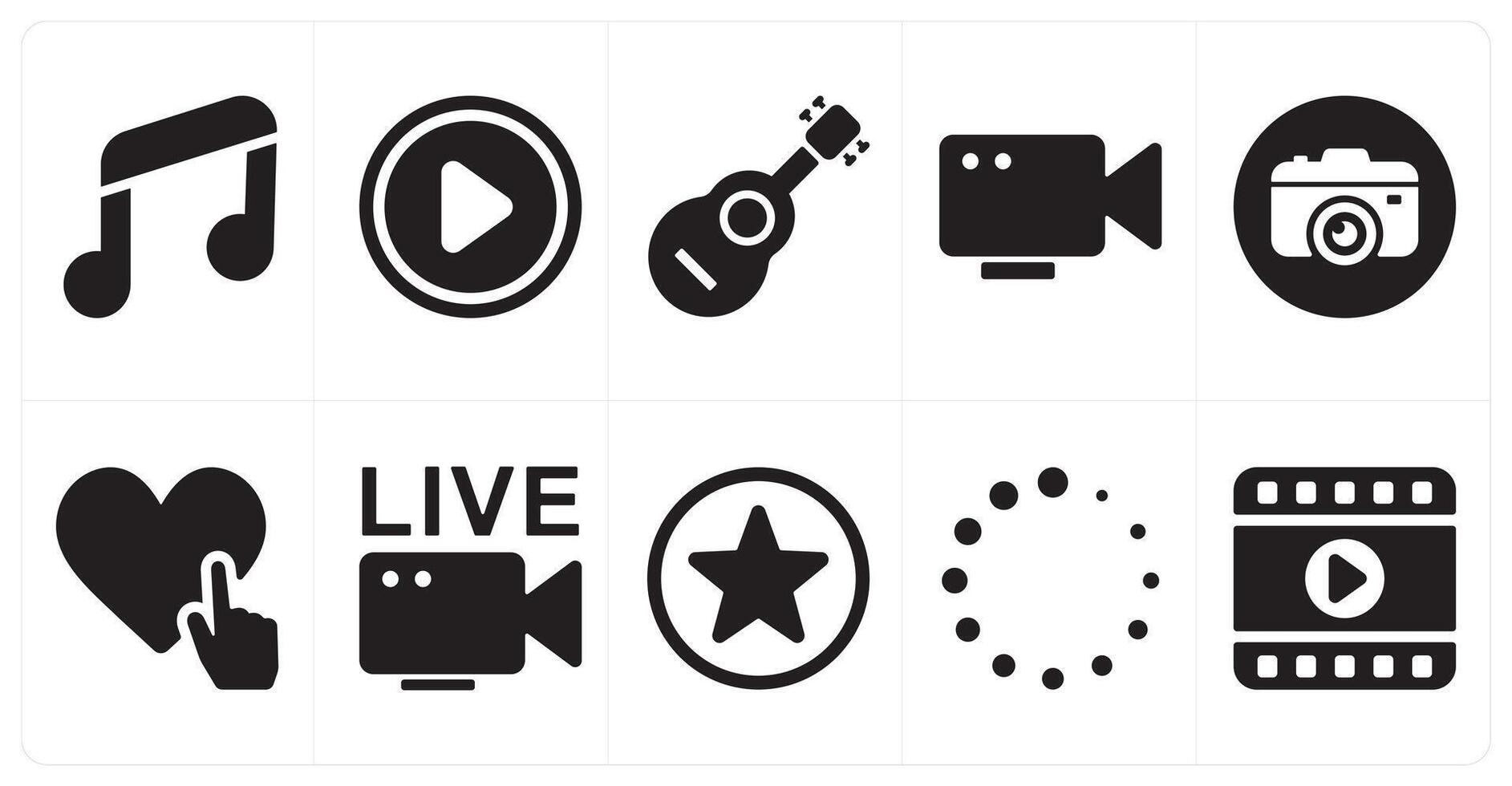 A set of 10 mix icons as music, play, guitar vector