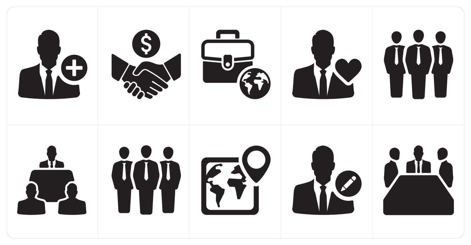 A set of 10 mix icons as add person, partnership, global business vector