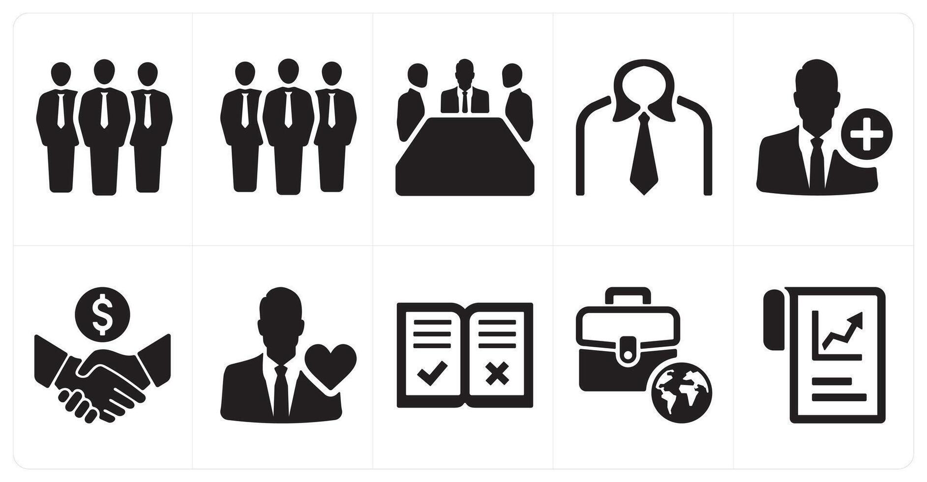A set of 10 mix icons as businessman, team, meeting vector