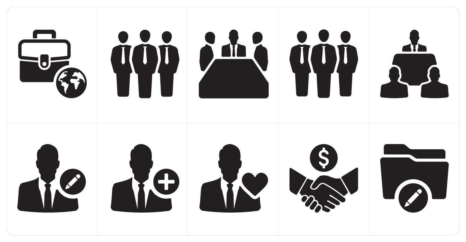 A set of 10 mix icons as global business, team, meeting vector