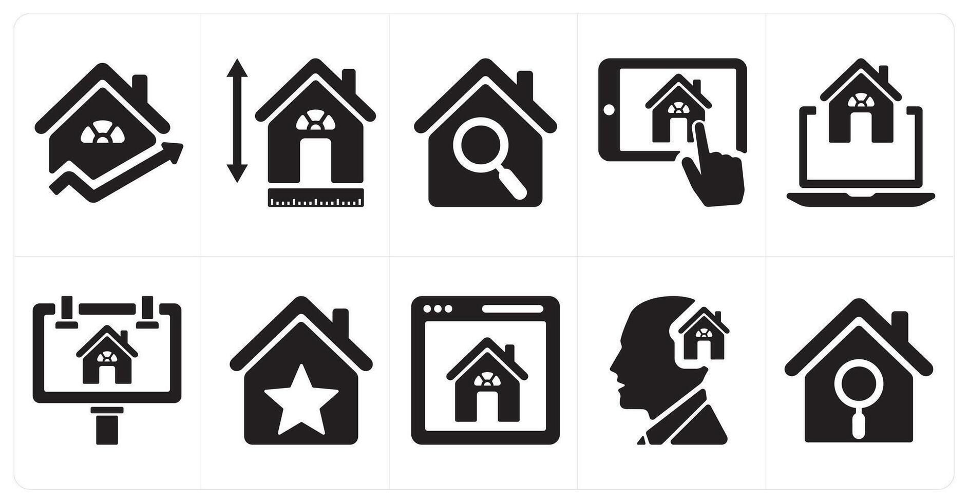 A set of 10 Real Estate icons as house value, house size, home search vector