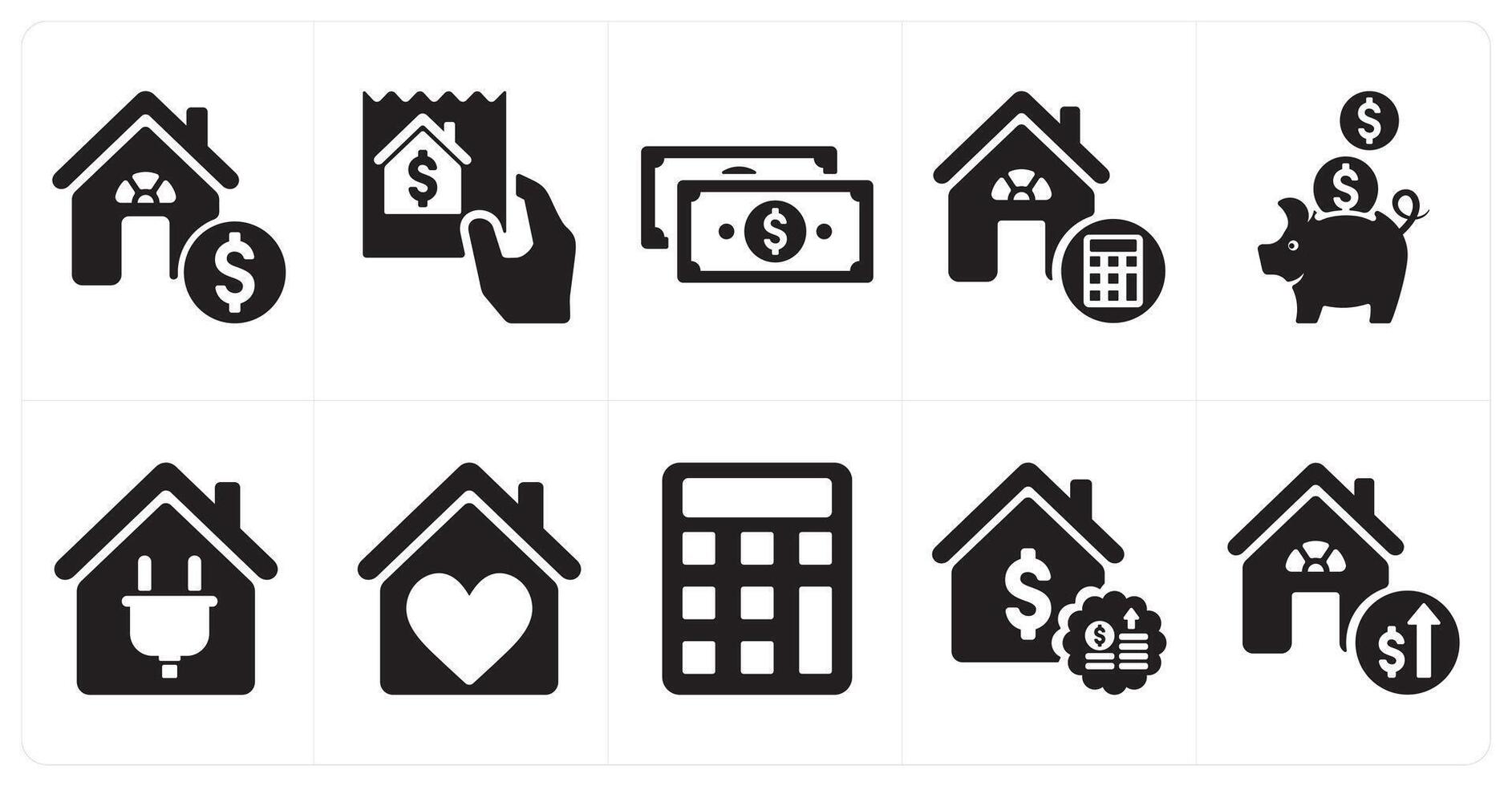 A set of 10 Real Estate icons as home financing, mortgage, payment vector