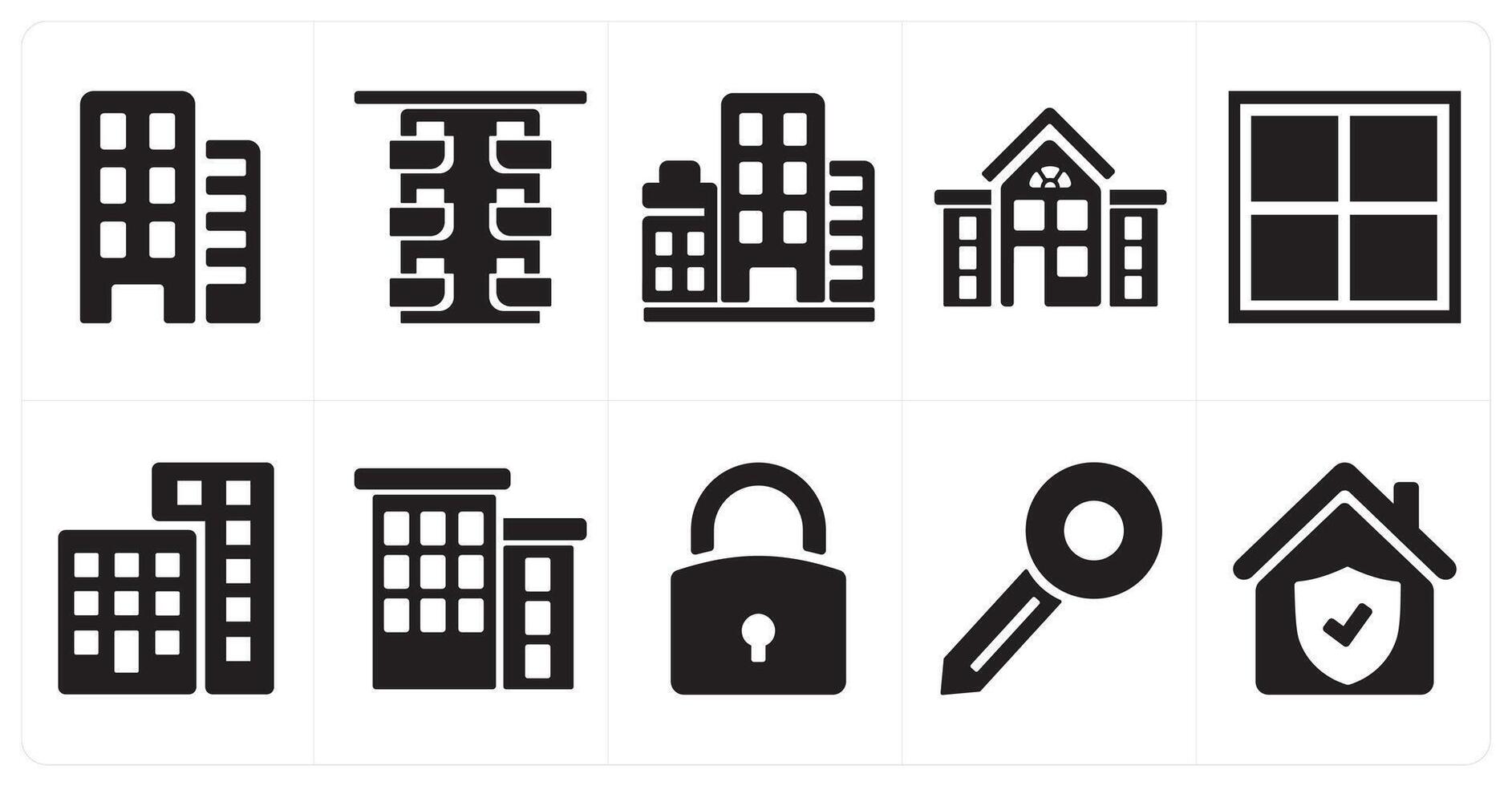A set of 10 Real Estate icons as flats, flats building, building vector
