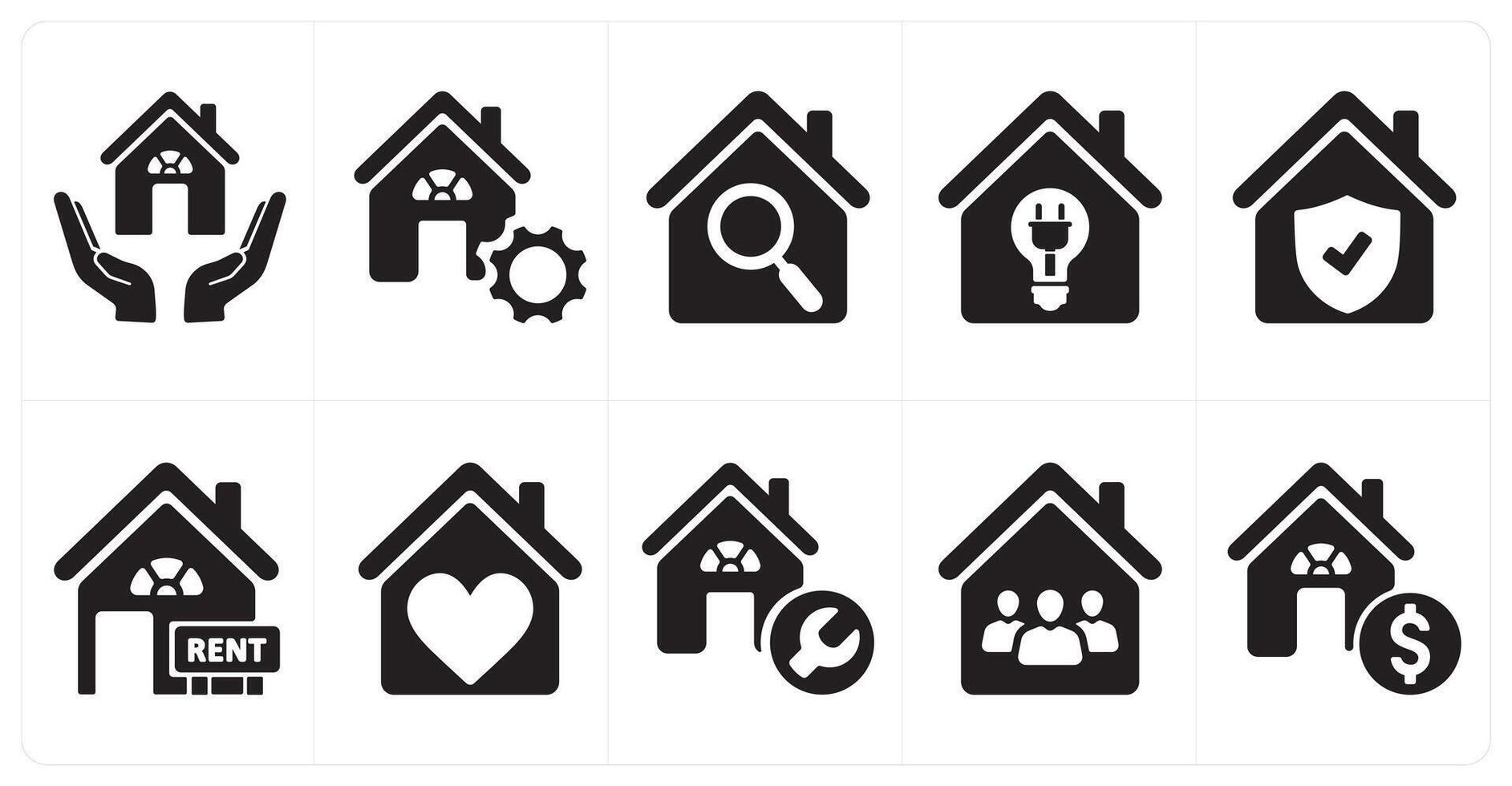 A set of 10 Real Estate icons as home insurance, home renovation, home search vector