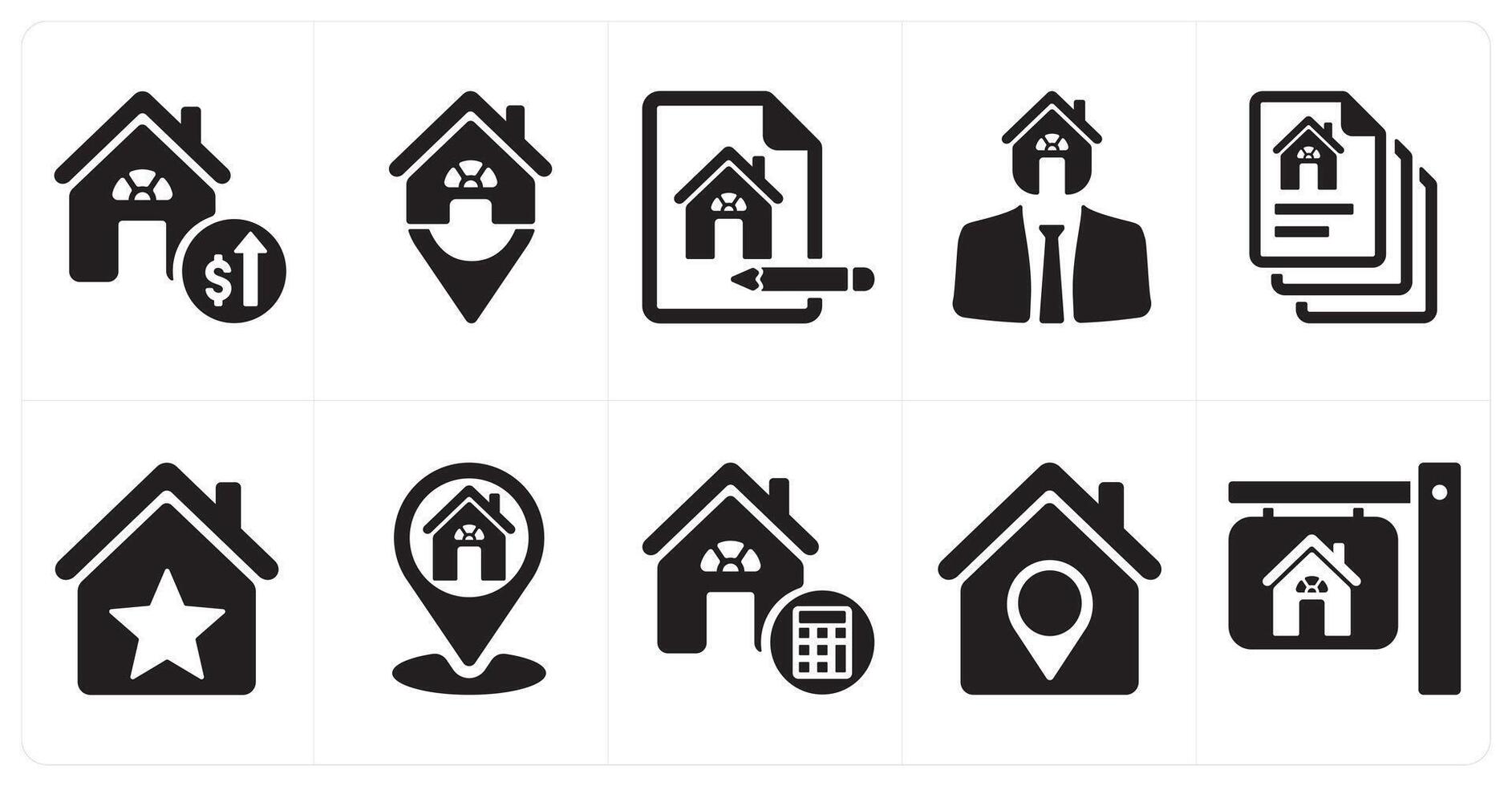 A set of 10 Real Estate icons as property upgrades, house location, property checklist vector
