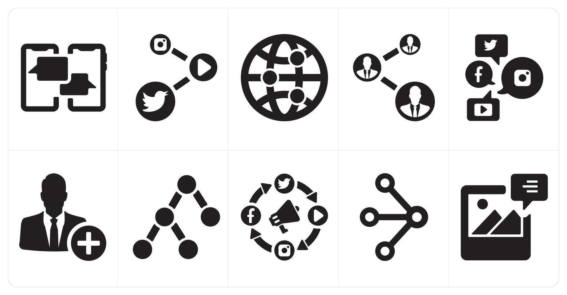 A set of 10 social icons as chatting, social media link, network connection vector