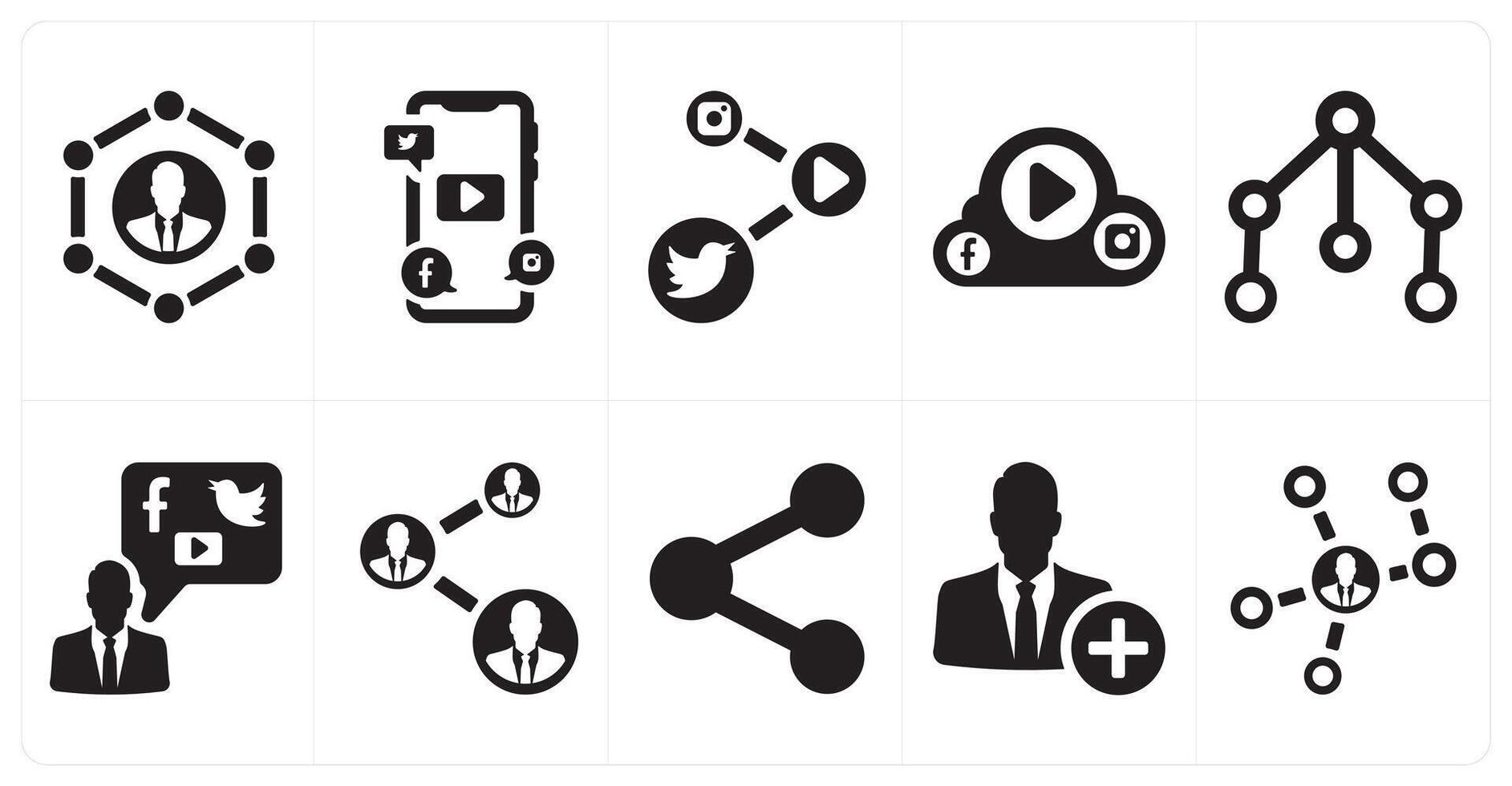 A set of 10 social icons as social network, social media, social media link vector