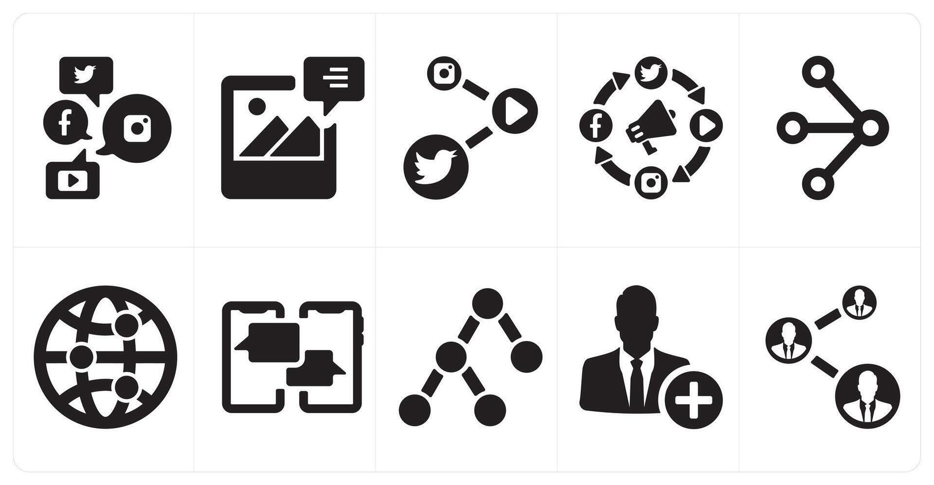 A set of 10 social icons as social media, image, social media link vector