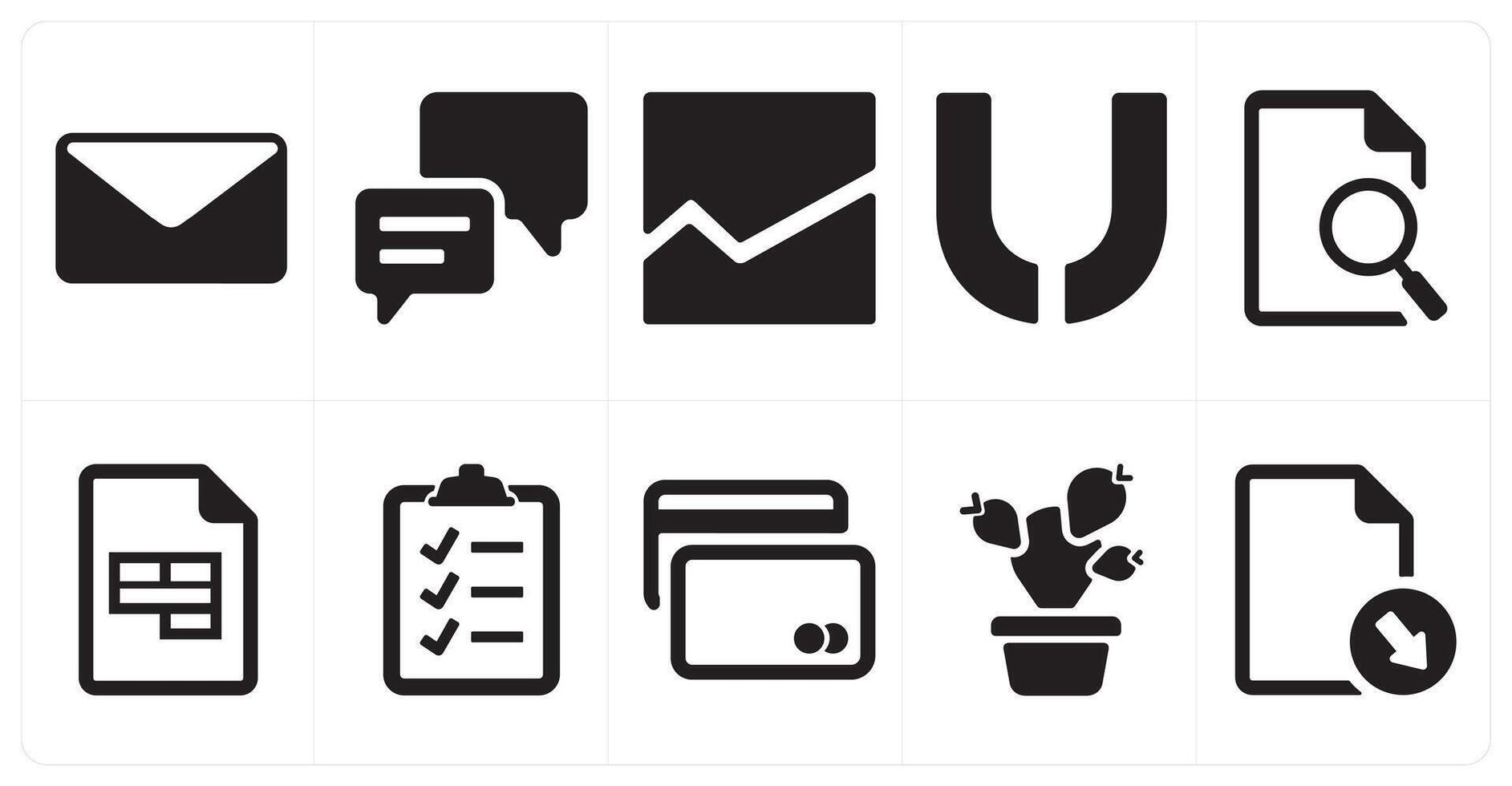 A set of 10 ui icons as email, message, statistics vector