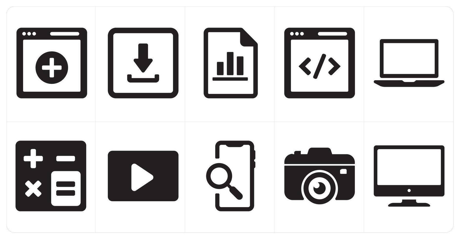 A set of 10 ui icons as add page, download page, chart document vector