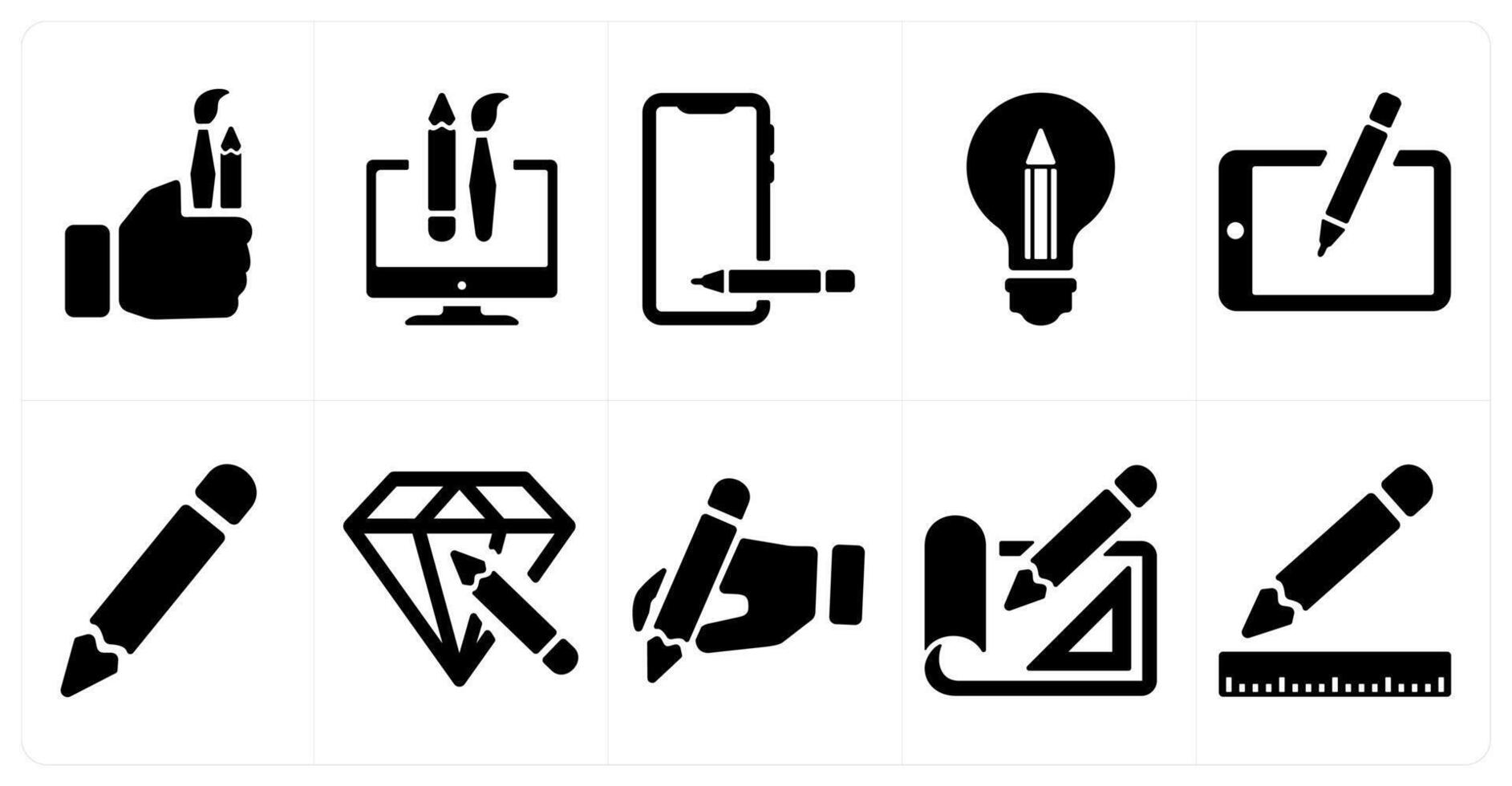 A set of 10 web marketing icons as painting tools, custom design, draw vector