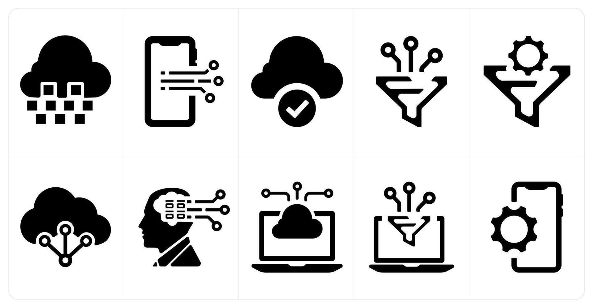 A set of 10 web marketing icons as cloud connection, mobile technology, cloud server vector