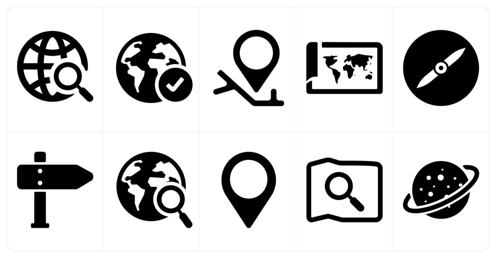 A set of 10 web marketing icons as global search, location, gps vector